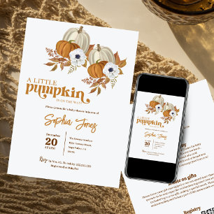 A little pumpkin gender neutral fall baby shower invitation