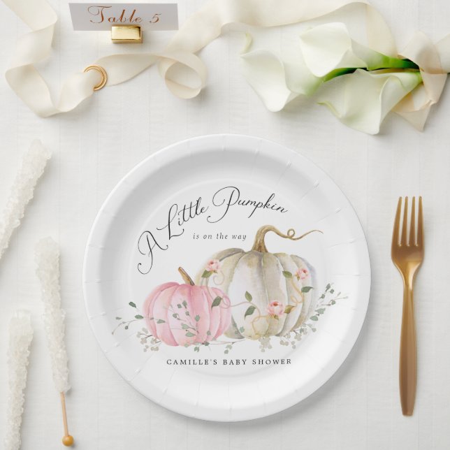 A Little Pumpkin Girl Baby Shower Paper Plate (Wedding)