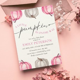 A little pumpkin   Girl Fall Baby Shower Invitation