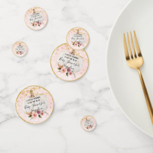 A Little Pumpkin Gold Glitter Pink Flower Confetti