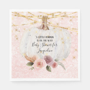A Little Pumpkin Gold Glitter Watercolor Flowers Napkin