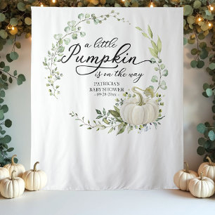 A Little Pumpkin Greenery Baby Shower Backdrop Tapestry