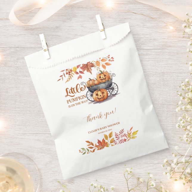A Little Pumpkin Halloween Fall Baby Shower Favour Bag (Clipped)