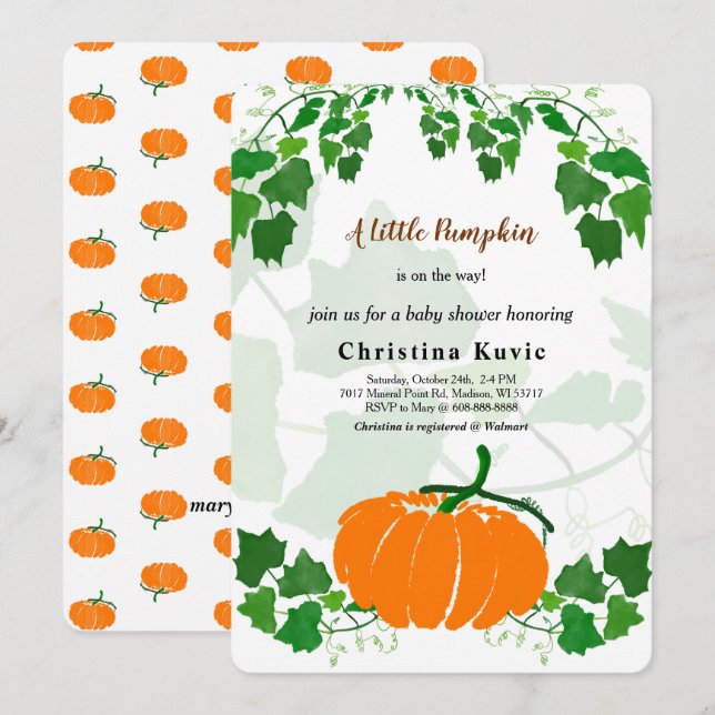 A Little Pumpkin Invitation (Front/Back)