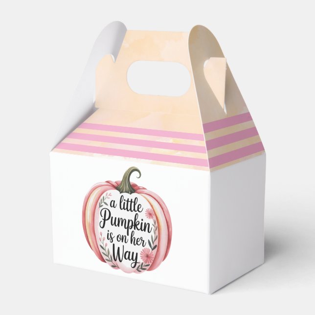 A Little Pumpkin Is On Her Way Baby Shower Favor Box (Front Side)
