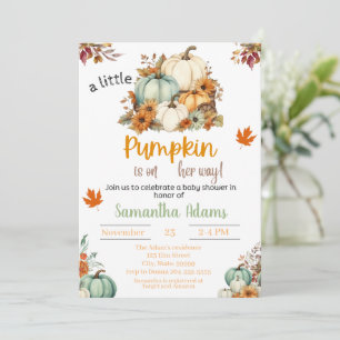 A Little Pumpkin is on her Way Baby Shower   Invitation