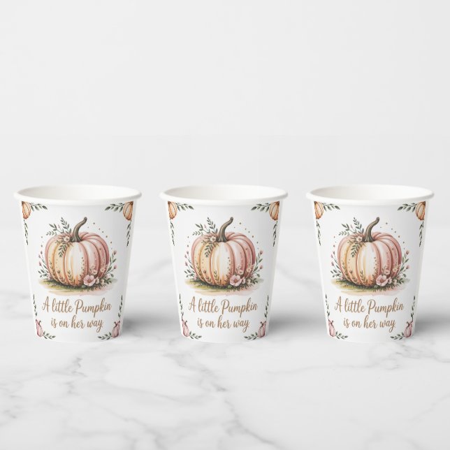 A Little Pumpkin Is On Her Way Baby Shower Paper Cups (Multi)