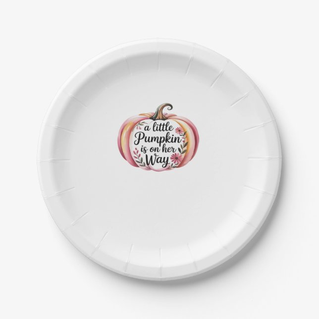 a little Pumpkin is on her Way Classic T-Shirt Paper Plate (Front)