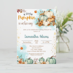 A Little Pumpkin is on his Way Baby Shower   Invitation