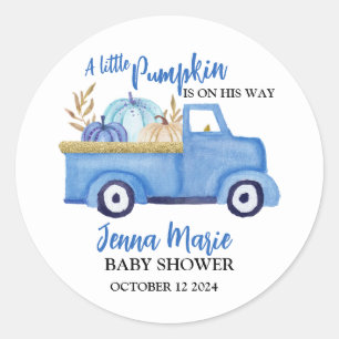 A Little Pumpkin is on his way Classic Round Sticker