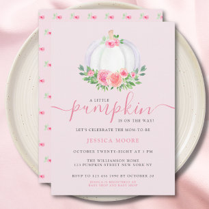 A Little Pumpkin Is On Its Way Pumpkin Baby Shower Invitation
