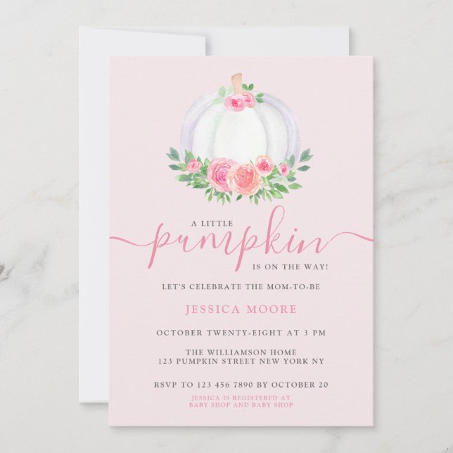 A Little Pumpkin Is On Its Way Pumpkin Baby Shower Invitation (Front)
