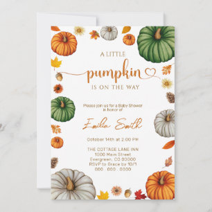 A Little Pumpkin is on the Way, Autumn Baby shower Invitation