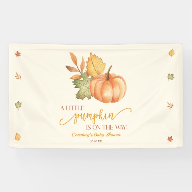 A Little Pumpkin Is On The Way! Baby Shower Banner (Horizontal)
