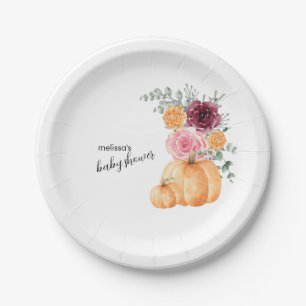 A little pumpkin is on the way baby shower dessert paper plate