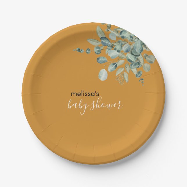 A little pumpkin is on the way baby shower dessert paper plate (Front)