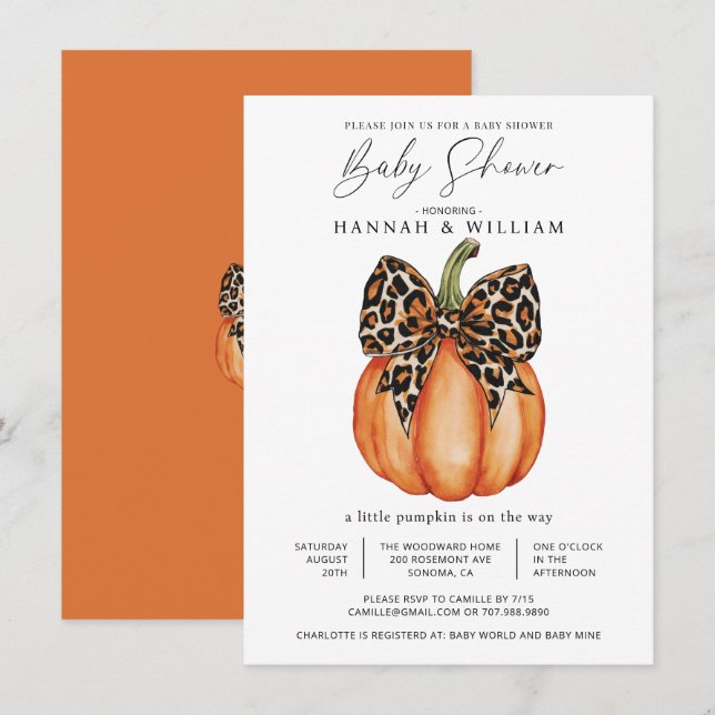 A Little Pumpkin Is On The Way Baby Shower Invitation (Front/Back)