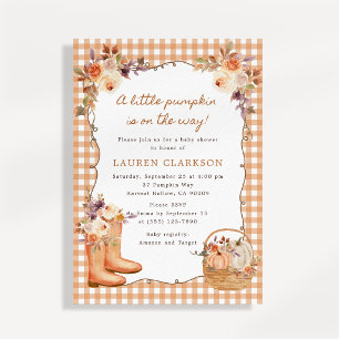 A Little Pumpkin Is On The Way Baby Shower Invitation
