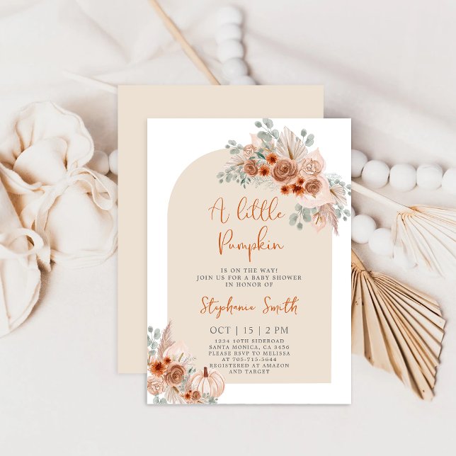 A Little Pumpkin Is On The Way Baby Shower Invitation (Creator Uploaded)