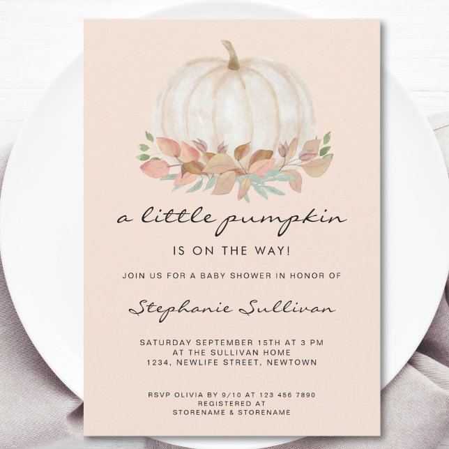 A Little Pumpkin Is On The Way Baby Shower Invitation (Creator Uploaded)