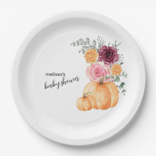 A little pumpkin is on the way baby shower  paper plate
