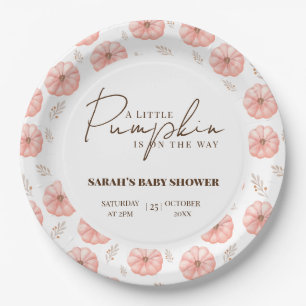 A Little Pumpkin Is On The Way Baby Shower Paper Plate