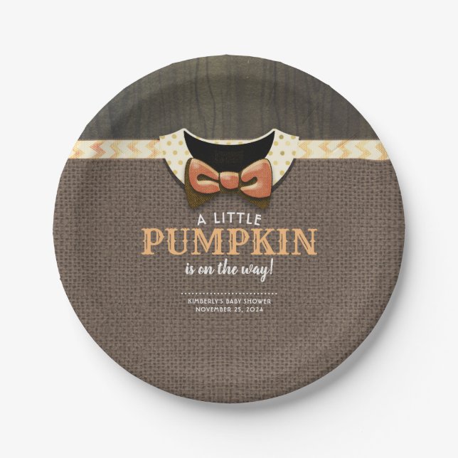 A Little Pumpkin is on the Way Baby Shower Paper Plate (Front)
