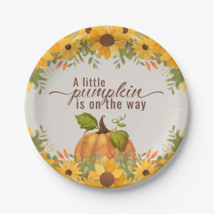 A Little Pumpkin Is On The Way Baby Shower Paper Plate