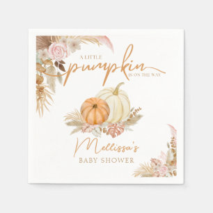 A Little Pumpkin Is On The Way Boho Autumn Fall  Napkin