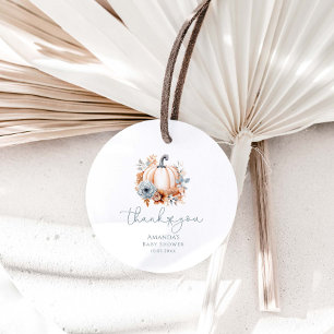 A Little Pumpkin Is On The Way Boy Baby Shower Favour Tags