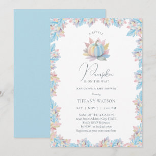 A Little Pumpkin is On The Way Boy Baby Shower Invitation