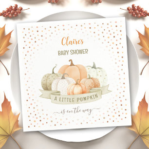A Little Pumpkin Is On The Way Boy Baby Shower Napkin