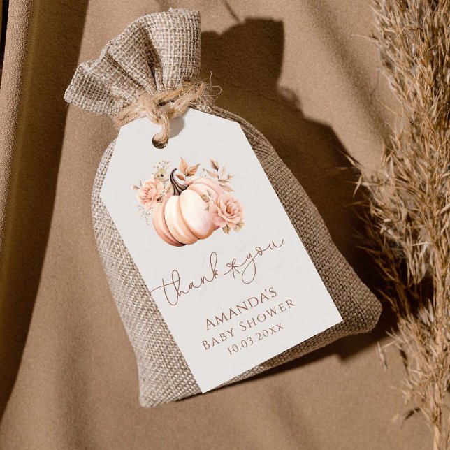 A Little Pumpkin Is On The Way Fall Baby Shower Gift Tags (Creator Uploaded)