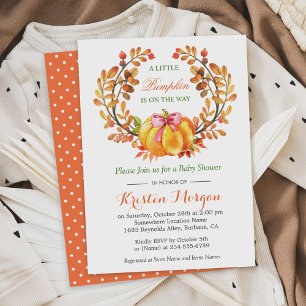 A Little Pumpkin Is On The Way Fall Baby Shower Invitation