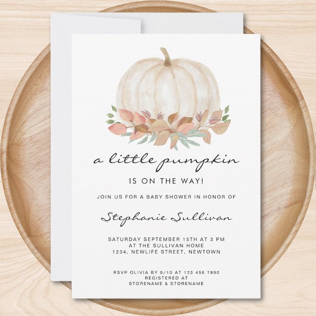 A Little Pumpkin Is On The Way Fall Baby Shower Invitation (Creator Uploaded)