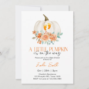 A Little Pumpkin Is On The Way Fall Baby shower Invitation