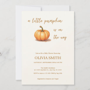 A Little Pumpkin is On The Way, Fall, Baby Shower Invitation