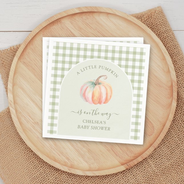 A Little Pumpkin is On The Way Fall Baby Shower Napkin (Creator Uploaded)