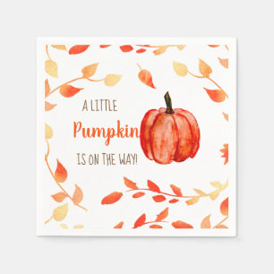 A Little Pumpkin is on the way Fall Baby Shower Napkin