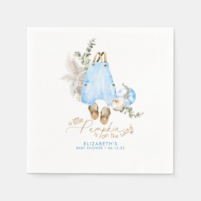 A Little Pumpkin Is On The Way - Fall Baby Shower Napkin (Front)