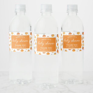 A Little Pumpkin is on the Way Fall Baby Shower Water Bottle Label