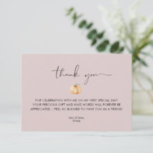 A Little Pumpkin Is On The Way Fall Baby Thank You Card
