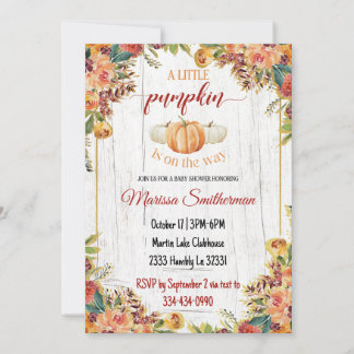A Little Pumpkin is on the way Fall  Invitation
