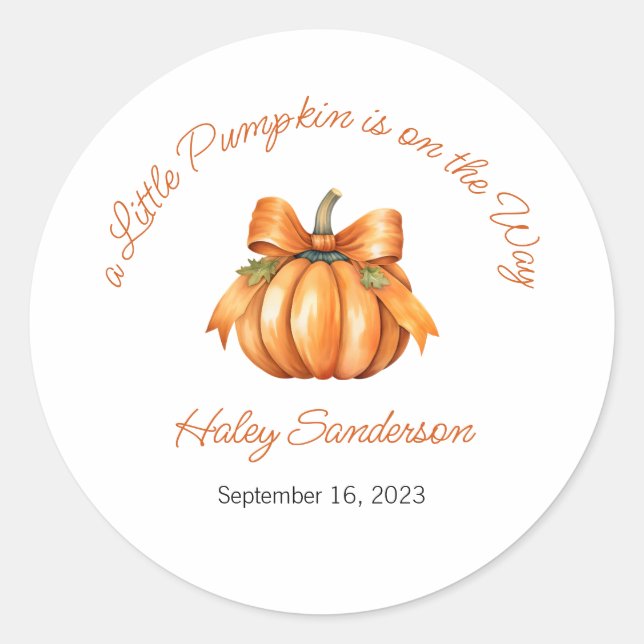 A Little Pumpkin is on the Way Labels, Stickers (Front)