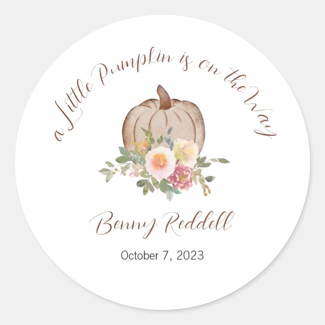 A Little Pumpkin is on the Way Labels, Stickers (Front)