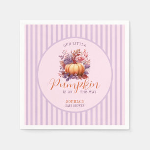 A Little Pumpkin Is On The Way Lilac Baby Shower Napkin