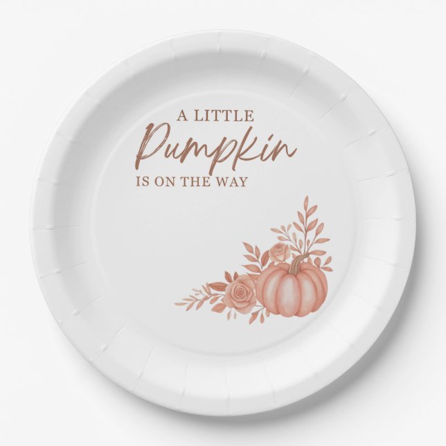 A Little Pumpkin Is On the Way Paper Plate (Front)