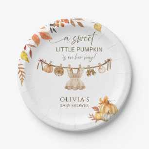 A Little Pumpkin On Her Way Laundry Fall Boho Paper Plate