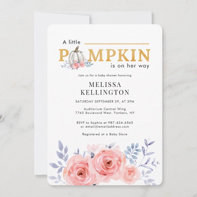 A Little Pumpkin on the Way Baby Shower Invitation (Front)