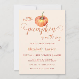 A Little Pumpkin On The Way Fall Baby Theme Shower Invitation